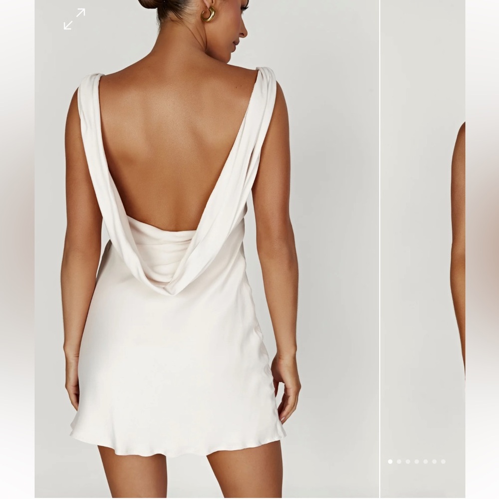 MESHKI Nadia Satin Mini Dress with Cowl Back